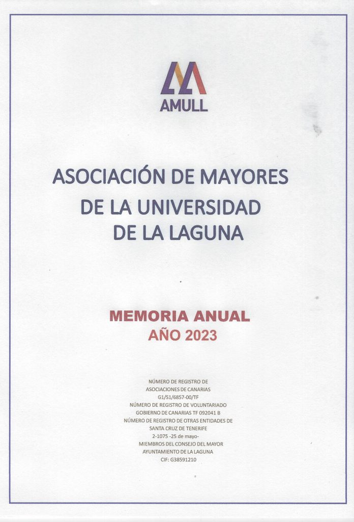 MEMORIA ANUAL DE LA ASOCIACIÓN DE MAYORES DE LA UNIVERSIDAD DE LA LAGUNA