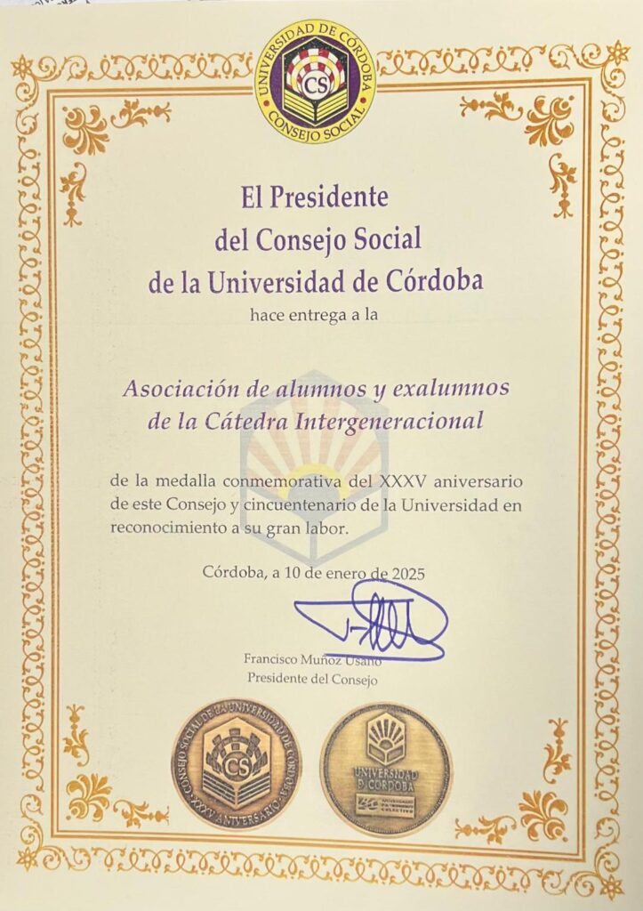Diploma reconocimiento asociación por Consejo Social